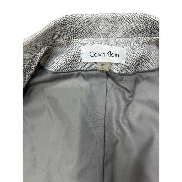 NEW Calvin Klein Blazer Jacket SZ 8 Gray White Texture Office Chic Wear Stretch - Picture 8 of 13